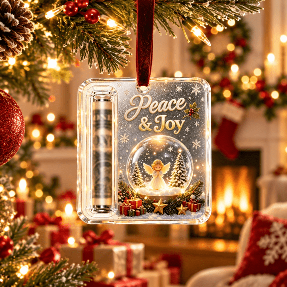 Christmas Money Holder Acrylic Hanging Ornament, 3.94x3.94in Angel Design with Cash Slot for Tree Gift Giving Holiday Decor