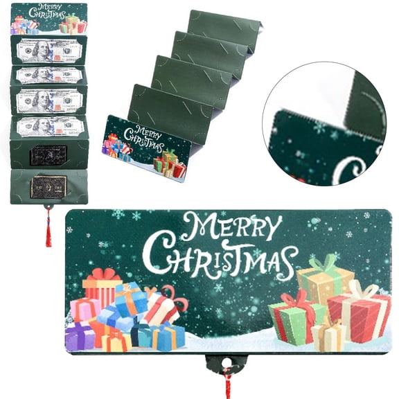 Christmas Money Holder Card, Merry Christmas Gift Box & Snowflake Printed Cash Holder, Festive Xmas Card Holder for Holiday Family Gift Exchange, Stocking Stuffer & Christmas Party Giving 1Pcs