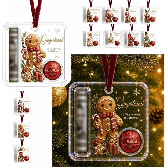 Christmas Money Holder Ornament 4", Christmas Cookie Acrylic Cash and Candy Holder for Tree, 1 Pack