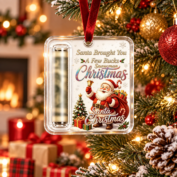 Christmas Money Holder Ornament, Acrylic Cash Gift Ornaments, Holiday Tree Hanging Decoration for Christmas Gifts