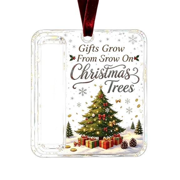 Christmas Money Holder Ornament Acrylic Cash Gift Pendant Snowy Scene Hanging Xmas Tree Decor