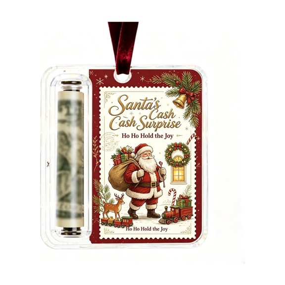 Christmas Money Holder for Hanging Decor, 2D Acrylic Cash Gift Ornament 1pc
