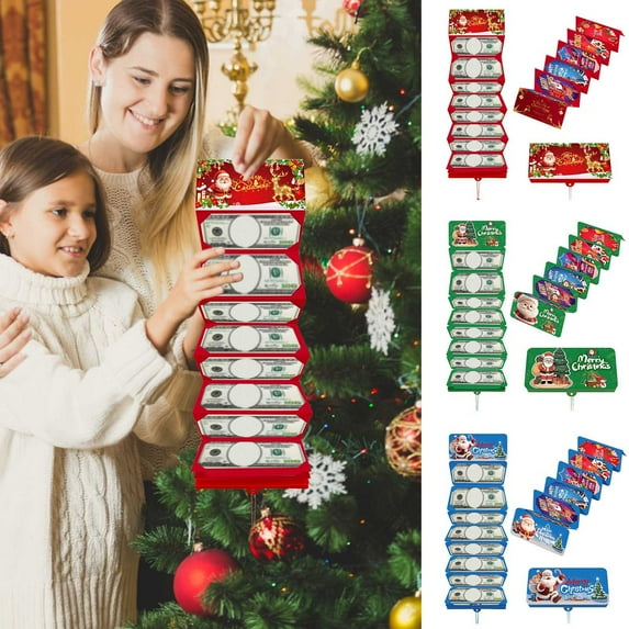 Christmas Money Holders 3 Pcs Money Card, Cash Money Card Gifts, to Send Warm Holiday Wishes to Friends & Family, Santa Claus &Tree Design Envelopes Card, Greeting Cards with 10 Cards, Red Green Blue