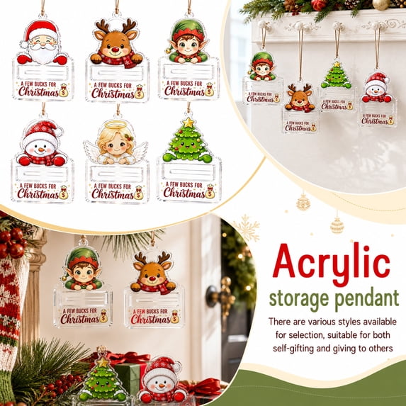 Christmas Money Holders for Cash 1 Pack Acrylic Ornament, Unique Money Gift Box Funny Gag Gift for Christmas, Hanging Christmas Tree Decorations for Indoor Home Holiday