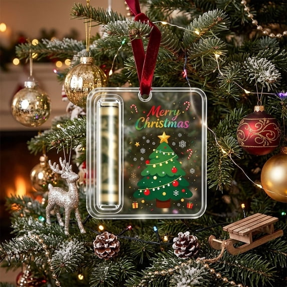 Christmas Money Holders for Cash, 4x4 Inch Cash Gift Holder Ornament (Xmas Tree) | Crystal Holiday Money Holder for Cash Gift, Hanging Christmas Ornaments for Tree Decor & Stocking Stuffer Gifting