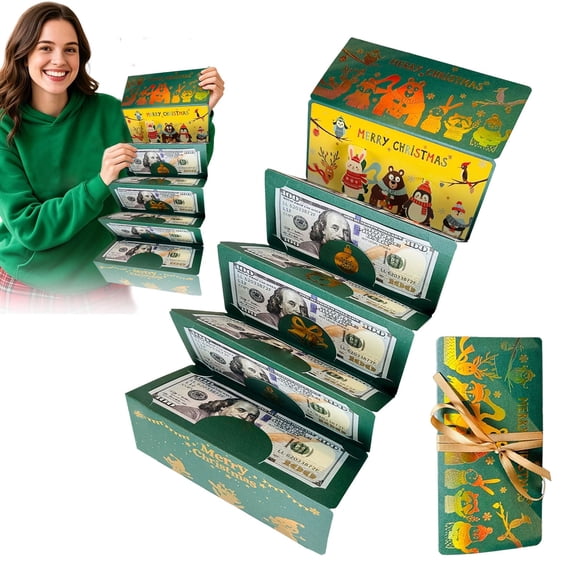 Christmas Money Holders For Cash,Christmas Cash Gift Envelopes with 6-Slot,Christmas Folding Surprise Cash Holder,Creative Gift Card Wallet For Family Friends,Holiday Party Supplies