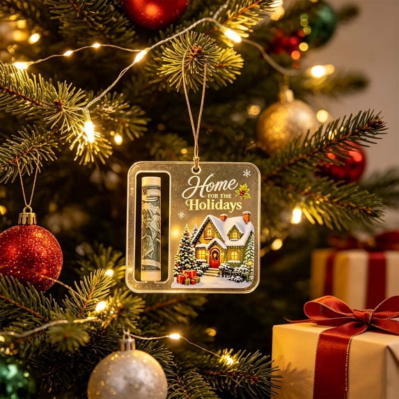 Christmas Money Holders for Cash, Christmas Cash Gift Holder Ornament, Crystal Clear Christmas Money Holders for Cash, Funny Holiday Xmas Tree Hanging Ornaments Decor