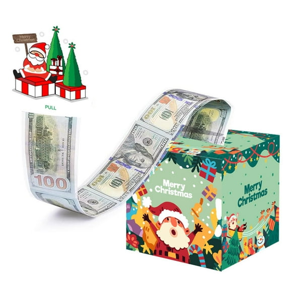 Christmas Money Pull Box With 50 Opp Bags And Dispenser, Party Game For Gift Exchange Holiday Fun