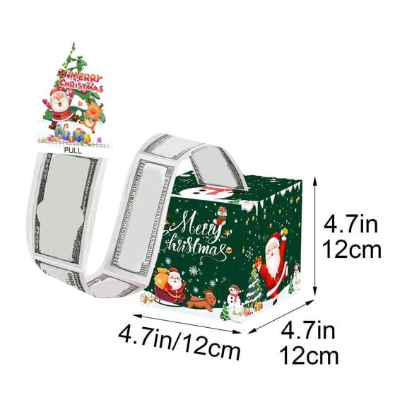 Christmas Money Pull-Out Gift Box, Green Santa Claus Pop-Up Cash Draw Box for Christmas Party & Gift Decorations
