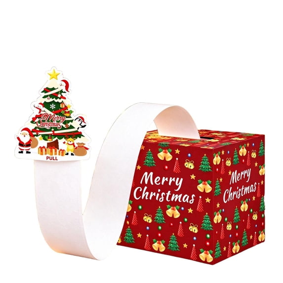 Christmas Money Pulling Box with Long Ribbon and Tree Pull Tab, Red ...