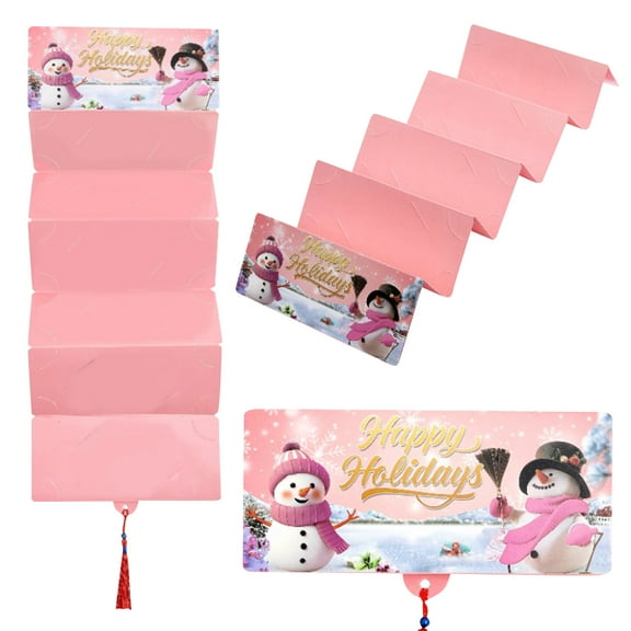 Christmas Money or Gift Card Holder with 10 Slots Surprise Christmas Xmas Gift Card Holder for Santa Cash Supplies (Pink)