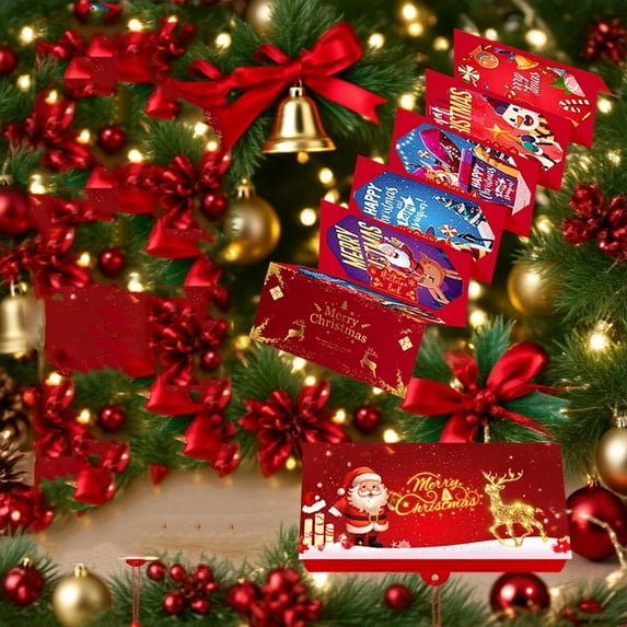 Christmas Money or Gift Card Holder with 10 Slots Surprise Christmas Xmas Gift Card Holder for Santa Cash Supplies