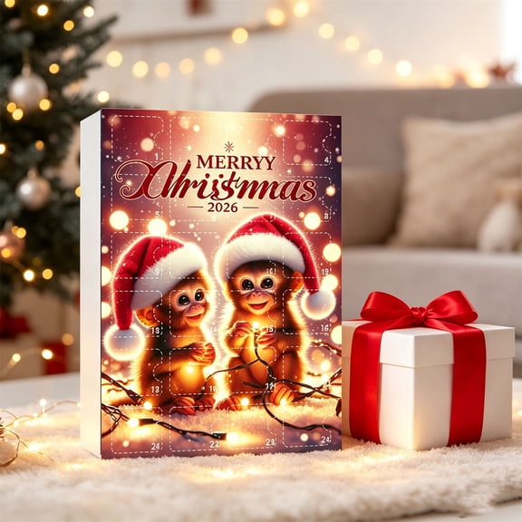 Christmas Monkey Countdown Calendar Acrylic Decoration, Holiday Countdown Calendar, Family Interactive Gift, 26x18cm, Christmas Party Decor, Holiday Season Celebration