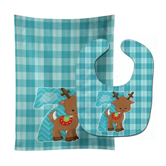 Christmas Month 7 Reindeer Baby Bib and Burp Cloth