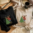 thumbnail image 1 of Christmas Moose Embroidered Sweatshirt | Holiday Animal Embroidery Shirt | Funny Winter Moose Embroidered Top, 1 of 5