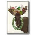 thumbnail image 1 of Christmas Moose and Christmas Gifts - Framed Gallery Wrapped Holiday Canvas - 17 x 25 - Silver Frame, 1 of 8