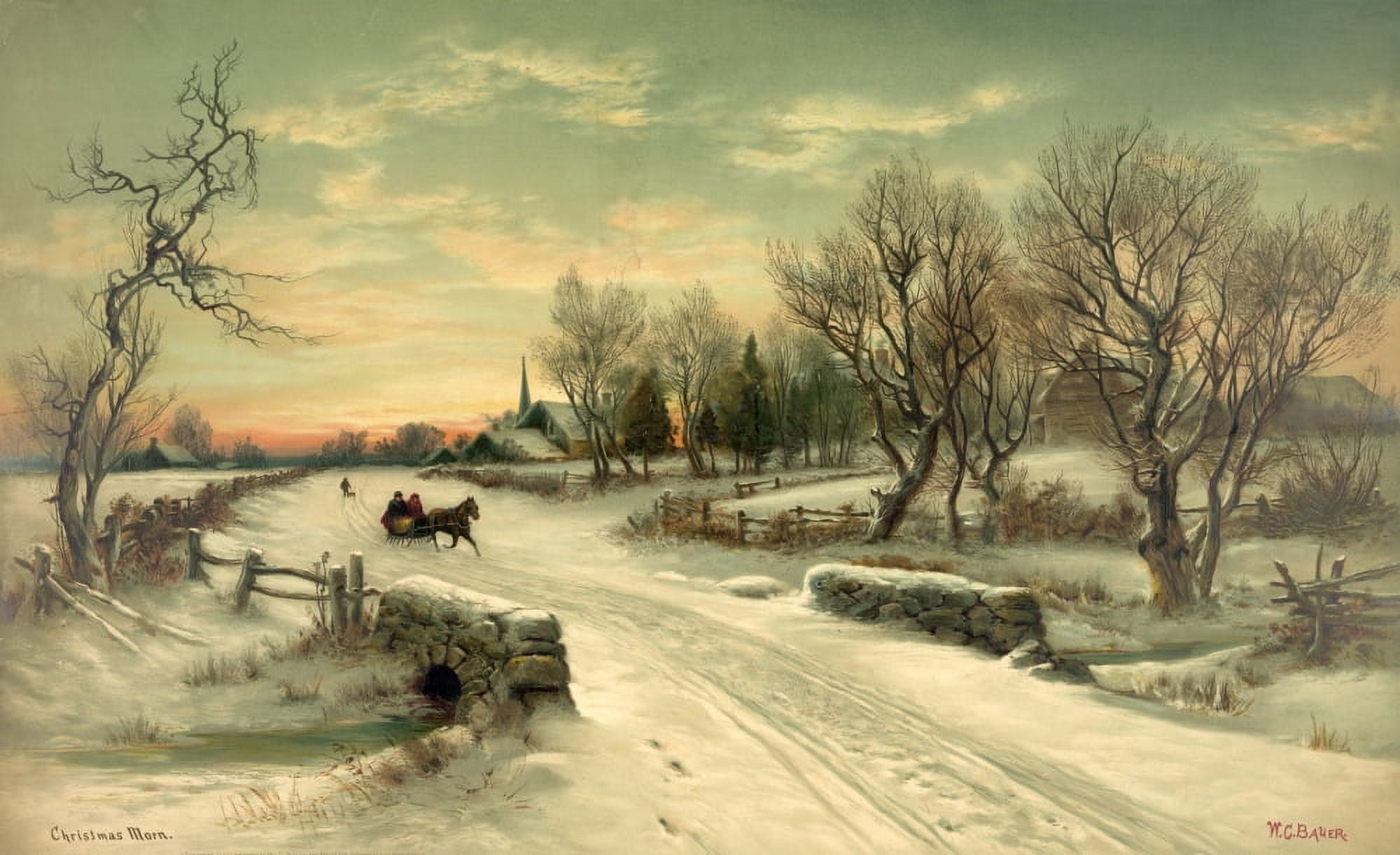Christmas Morn Canvas Art - William C Bauer (18 x 24)