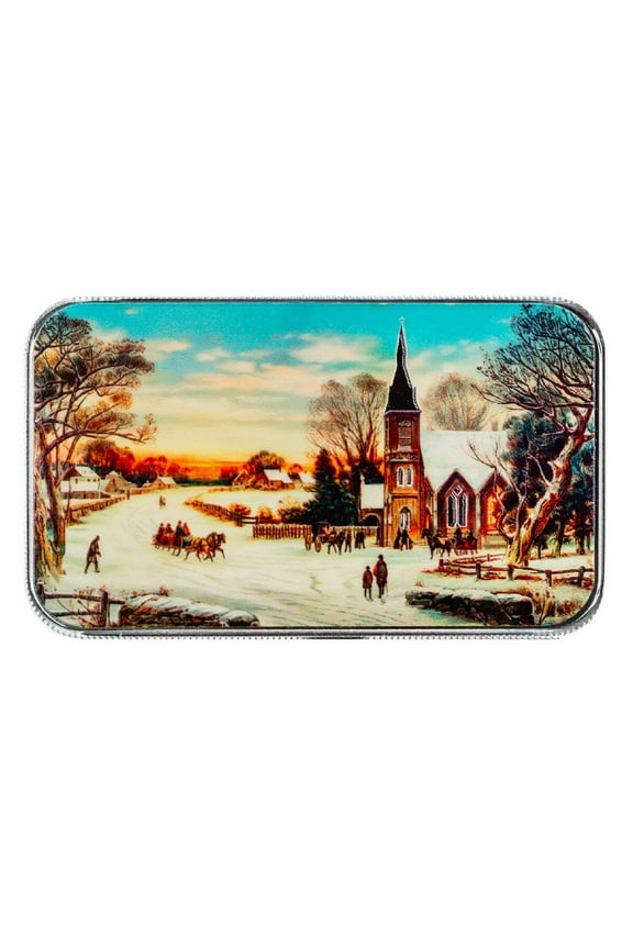 Christmas Morning 1 oz Silver Bar - Pure .999 Silver Bar by Scottsdale Mint