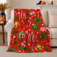thumbnail image 1 of Christmas Morning Ornaments Bells Pattern Holiday, Festive Holiday Scene, Warm Flannel Blanket for Cabin and Lodge, Art Lovers Christmas Gift, Festive Home Decor, 1 of 9