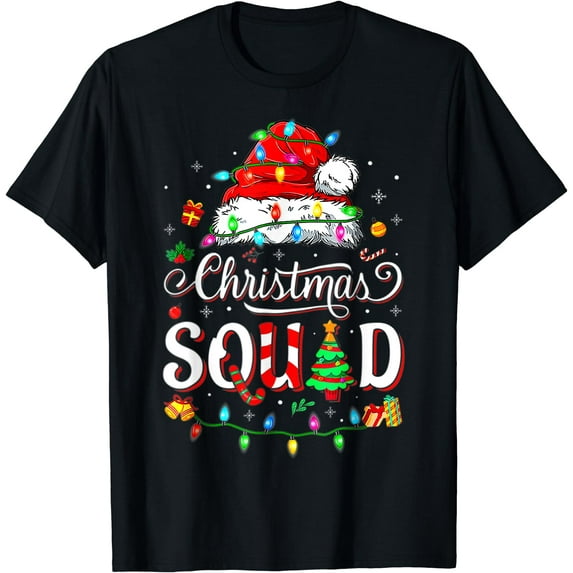 Christmas Morning Squad Red Buffalo Plaid Tree Santa Family T-Shirt