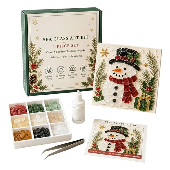 Christmas Mosaic Art Kit | DIY Kits for Kids Adults Mosaic Sea Glass Bead Craft | Christmas Home Decor, Creative Handmade Gift for Beginners