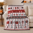 thumbnail image 1 of Christmas Motifs In Patterned Rows Print Cozy Flannel Blanket, Nordic Inspired Festive Graphics for Christmas Pattern Enthusiasts, a Christmas Gift for Living Room and Bedroom Home Decor, 1 of 7