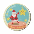 thumbnail image 1 of Christmas Mouse Pad for Computers, Happy Dancing Santa and Smiling Star in a Snow Globe on Yellow Striped Rays, Round Non-Slip Thick Rubber Modern Gaming Mousepad, 8" Round, Multicolor, by Ambesonne, 1 of 2