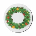 thumbnail image 1 of Christmas Mouse Pad for Computers, Wreath Evergreen with Candy Cane Stockings Mistletoe Berries on Door, Round Non-Slip Thick Rubber Modern Gaming Mousepad, 8" Round, Green White, by Ambesonne, 1 of 2