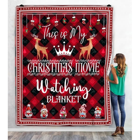 This is My Christmas Movie Watching Blanket, Santa Claus Xmas Tree Decorations Sherpa Blanket, Blanket for Movie Lovers, Xmas Gifts, Holiday Fleece Blanket