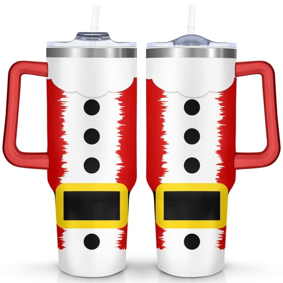 Christmas Mug Cup 40 Oz Tumbler with Handle and Straw, Double Wall Vacuum Large Reusable Stainless Steel Water Bottle Leak Proof Insulated Travel Mug Iced Coffee Cup Gift for Family Freiends