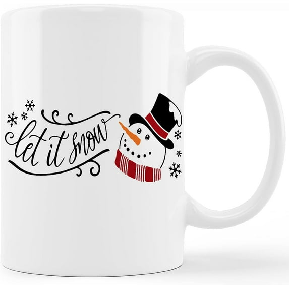 Christmas Mug Cup,Let It Snow Christmas Snowman Snowflake Ceramic Mug-11oz Coffee Milk Tea Mug Cup,Home Girls Room Decor,Christmas Gifts For Women Mom Teen Girls Boys