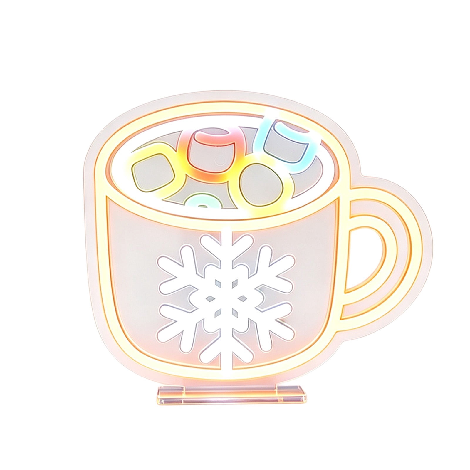 Christmas Mug Neon Sign Light with Snowflake Design for Wall and ...