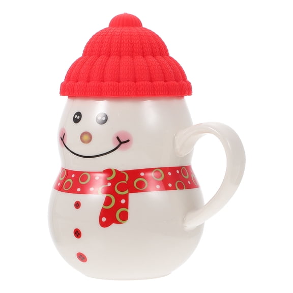 Hytrove Ceramic Tea Cup Red 3D Snowman Shaped 1 Set For Home Use Christmas