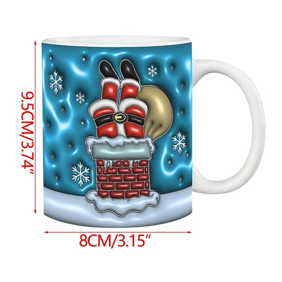 Christmas Mugs Cute Santa Claus Snowman Cups Winter Holiday Coffee Mugs Xmas Funny Gift for Family Members Friends Dinner Table Decoration