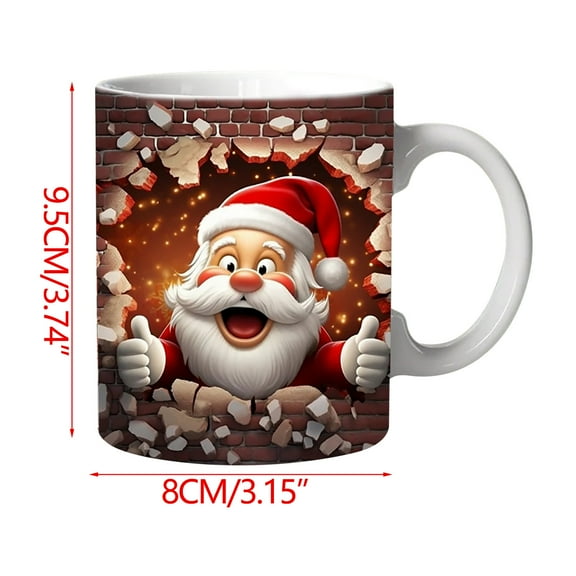 Christmas Mugs Cute Santa Claus Snowman Cups Winter Holiday Coffee Mugs Xmas Funny Gift for Family Members Friends Dinner Table Decoration