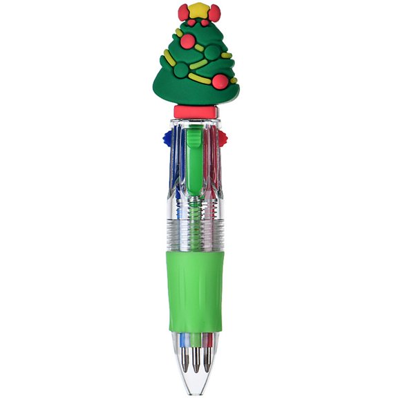Christmas Multicolor Ballpoint Pens 4 Colors in 1, Retractable 0.7mm Cartoon Cute Fun Pens Santa Snowman Writing Pens for Holiday Writing, Drawing & Daily Use