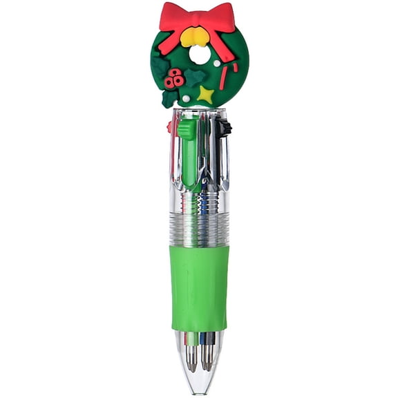 Christmas Multicolor Ballpoint Pens 4 Colors in 1, Retractable 0.7mm Cartoon Cute Fun Pens Santa Snowman Writing Pens for Holiday Writing, Drawing & Daily Use