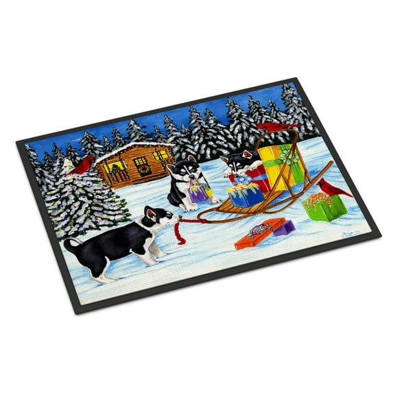 Christmas Mush Siberian Husky Door Mat