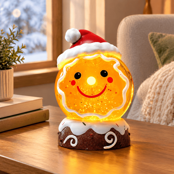 Christmas Music Snowglobe Water Lantern Gingerbread Man Smiling Wind With Hat Decoration Table Centerpiece For Home Partydecoratio