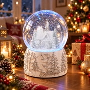 Christmas Musical Snow Ball, Light Up Christmas Village Scene Snowglobe,Winter House Deer Snow Globe Tabletop Holiday Decor