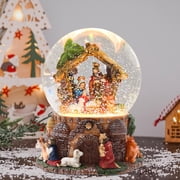 Christmas Musical Snow Globe with Nativity Scene,LED Lights & Music   Christmas Water Globe Featuring Holy Family, Festive Decor for Home & Religious Gift,Christmas Decor