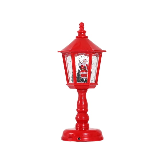 Christmas Musical Snow Globe Table Lamp, Snowfall Night Light with Xmas Melody, Usb & Battery Powered Decorative Lamp, Romantic Holiday Gift with Usb Cable, Fillable 1.7Oz Water,Red