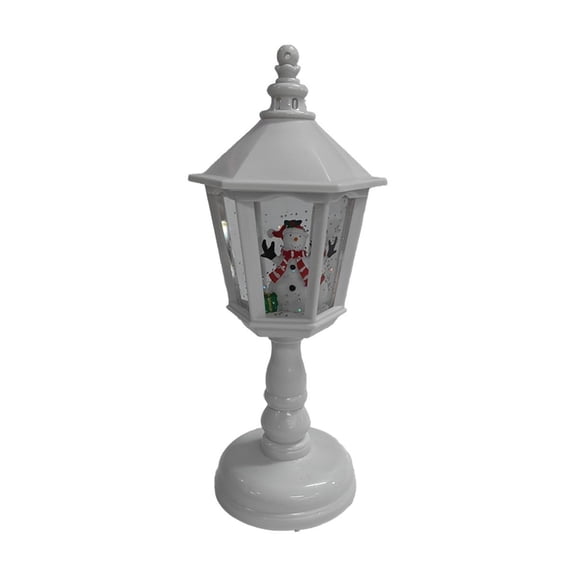Christmas Musical Snow Globe Table Lamp, Snowfall Night Light with Xmas Melody, Usb & Battery Powered Decorative Lamp, Romantic Holiday Gift with Usb Cable, Fillable 1.7Oz Water,White