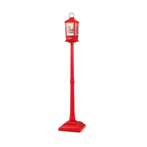 Christmas Musical Street Lamp Post, 61 Inch, with Detachable Snow Globe Lantern, Red