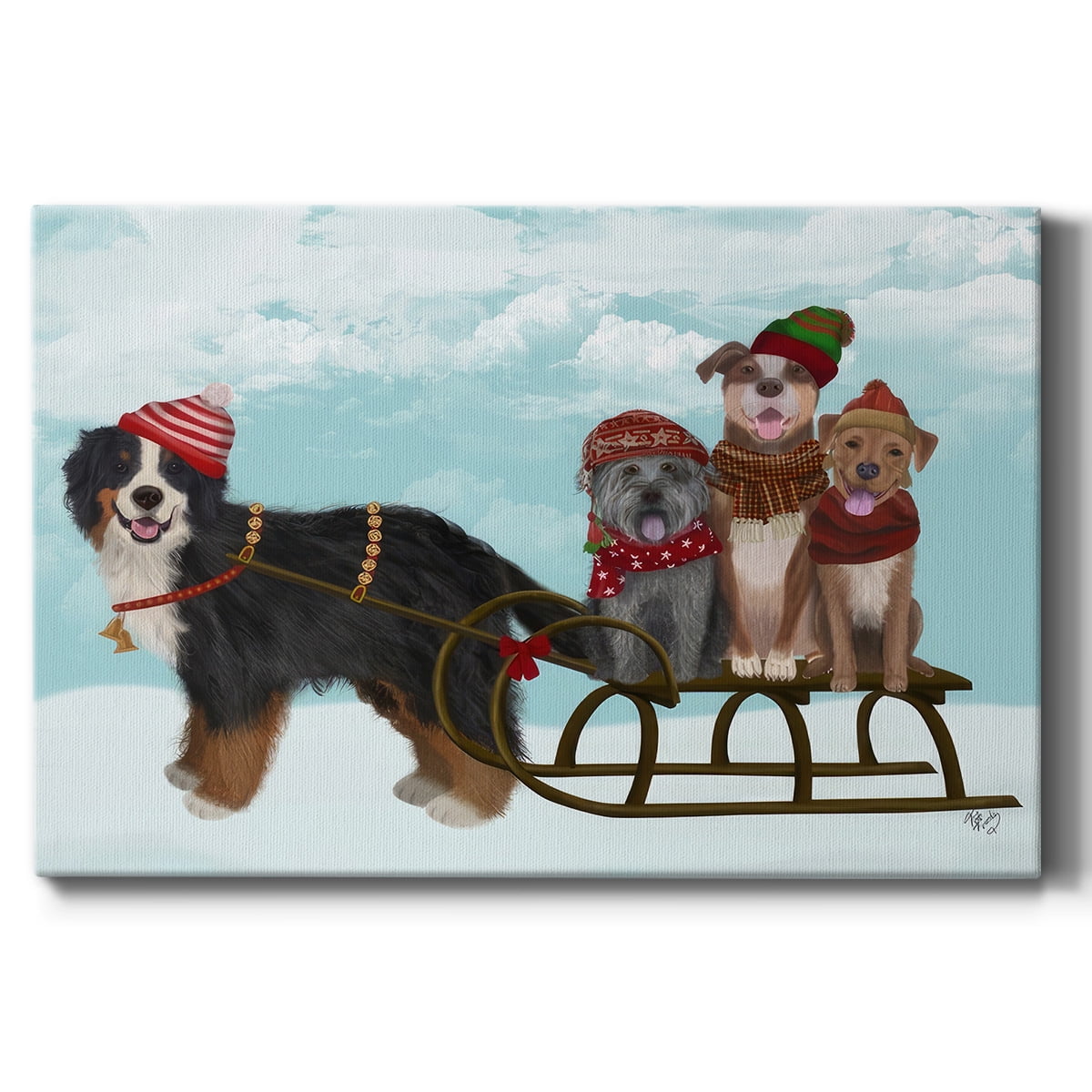 Christmas Mutt Sled- Gallery Wrapped Canvas