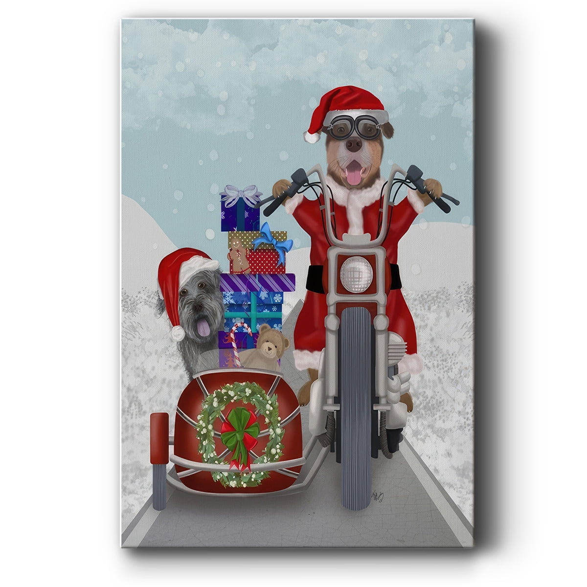 Christmas Mutts Christmas Chopper- Gallery Wrapped Canvas