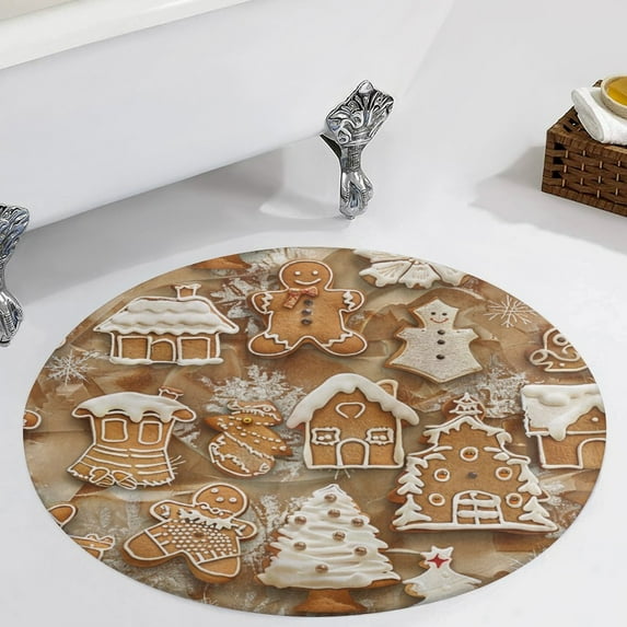 Christmas My Favorite Gingerbread Cookies Round Carpet Circle Rug Outdoor Patio Area Rug Washable Large Area Rugs Hallway Room Decor Fitness Mats
