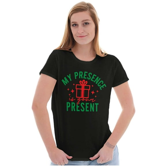 Christmas My Presence Is Your Present Womens Slim Fit Graphic Tee Brisco Brands L