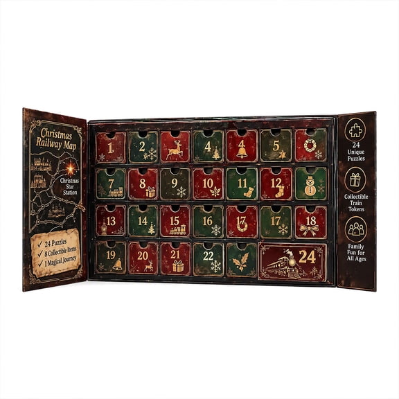Christmas Mystery Advent Calendar, 24 Days Puzzle Games Countdown Calendar, Unique Family Board Game Gift for Teens and Adults