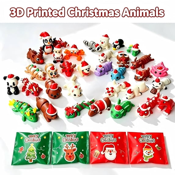 Christmas Mystery Bags 20 pcs Holiday Surprise Bags Santa Reindeer Figures Party Favors For Kids Gift